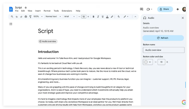 ​谷歌文档推出 AI 语音朗读新功能 将帮助你发现错误