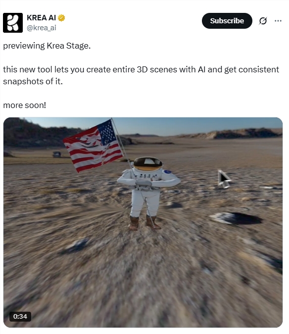 Krea发布全新工具Krea 图片转3D场景一键构建沉浸式世界 Stage